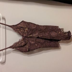 Adorable Mauve and Gold Teddy by Montelle